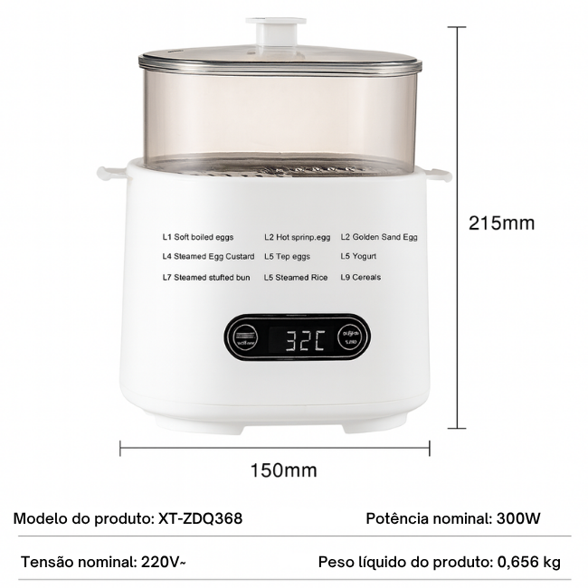 Cozedor elétrico multifuncional e inteligente